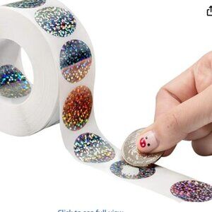 Leinuosen 1000 Pieces Scratch Offs Sticker,1 x 1 Inch Circle Hologram